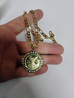 14k 50 pesos plated over and chain