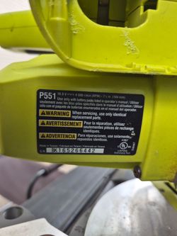Ryobi 18V 7-1/4” Miter Saw only