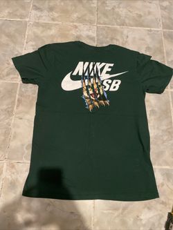 RARE Nike SB Skateboarding Skater Cat Scratch Green T-Shirt SZ Medium Y2K