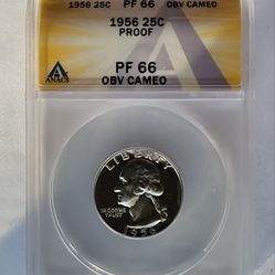 1956 Silver Quarter Graded  PF66 OBV CAMEO 