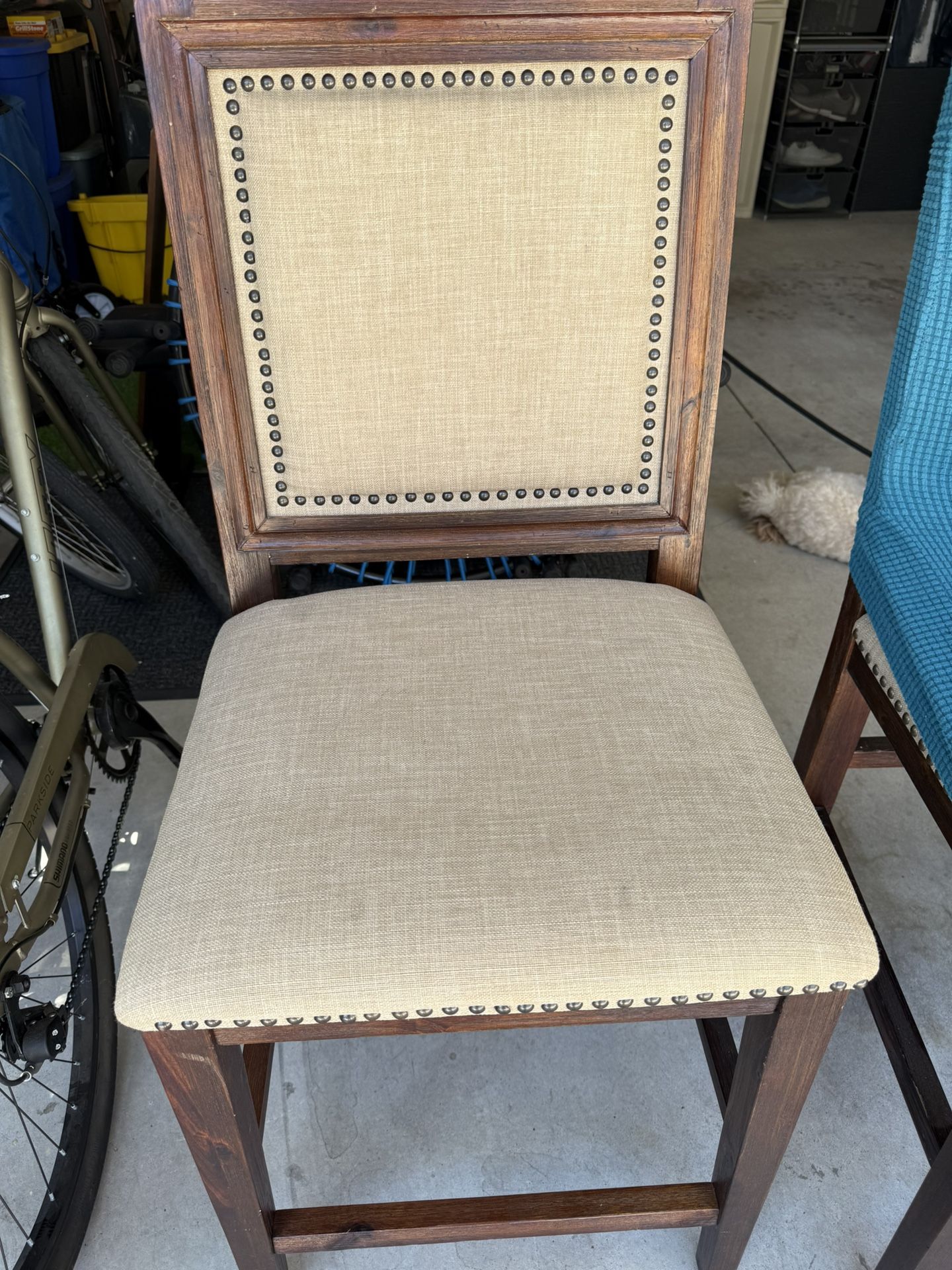 Living Spaces Upholstered Dining Chairs – Nailhead Trim (3 available)