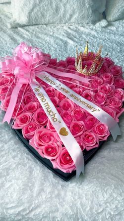 Caja De Corazón Con Rosas