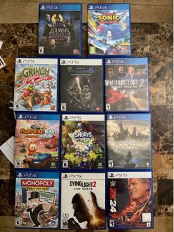 PS4 & PS5 Video Games Bundle - The Addams Family, Sonic Racing, Grinch, Hogwarts, WWE 2K24 & More