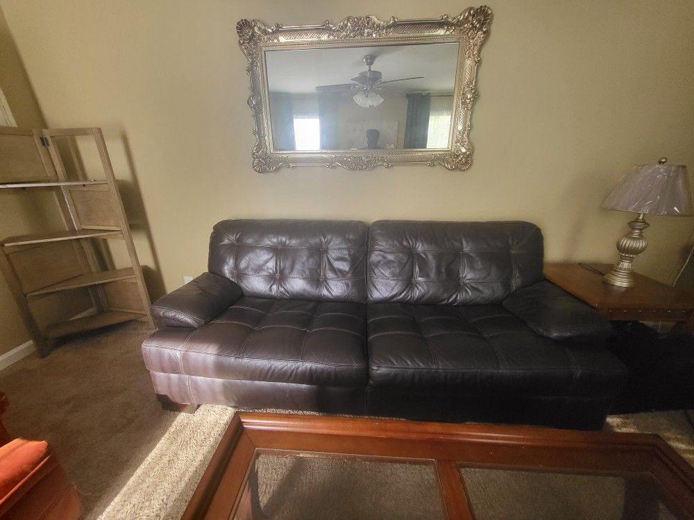 Large Leather Sofa And Love Seat