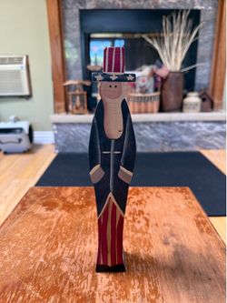 Primitive Uncle Sam Wooden Folk Art Figure 🇺🇸