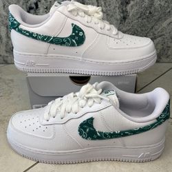 Nike Air Force 1 Green Paisley Size 8.5 Men 10 Women 