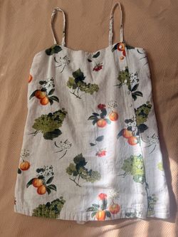 Fruit Print Linen Cami dress with shorts under