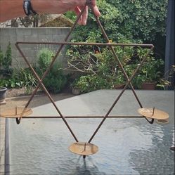 Vintage Pair of Rustic Wrought Iron Star Candle Holder/Wall Decor