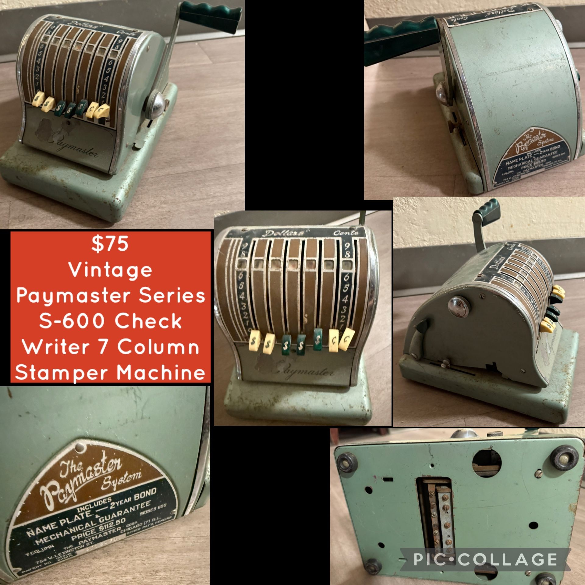 $75 Vintage Paymaster Machine
