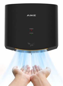 AIKE Air Wiper Compact Hand Dryer 110V 1400W Black (with 2 Pin Plug)