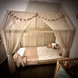 Twin Bed Frame And Custom Curtains