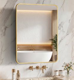 ACEMIRO 24x30 Gold Medicine Cabinet Mirror Recessed/Surface Mount