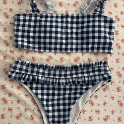 Blue Checkered Bathing Suit Bikini Small