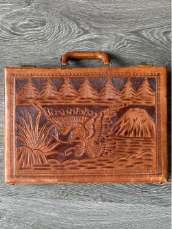 Vintage Leather Aztec Inspired Briefcase