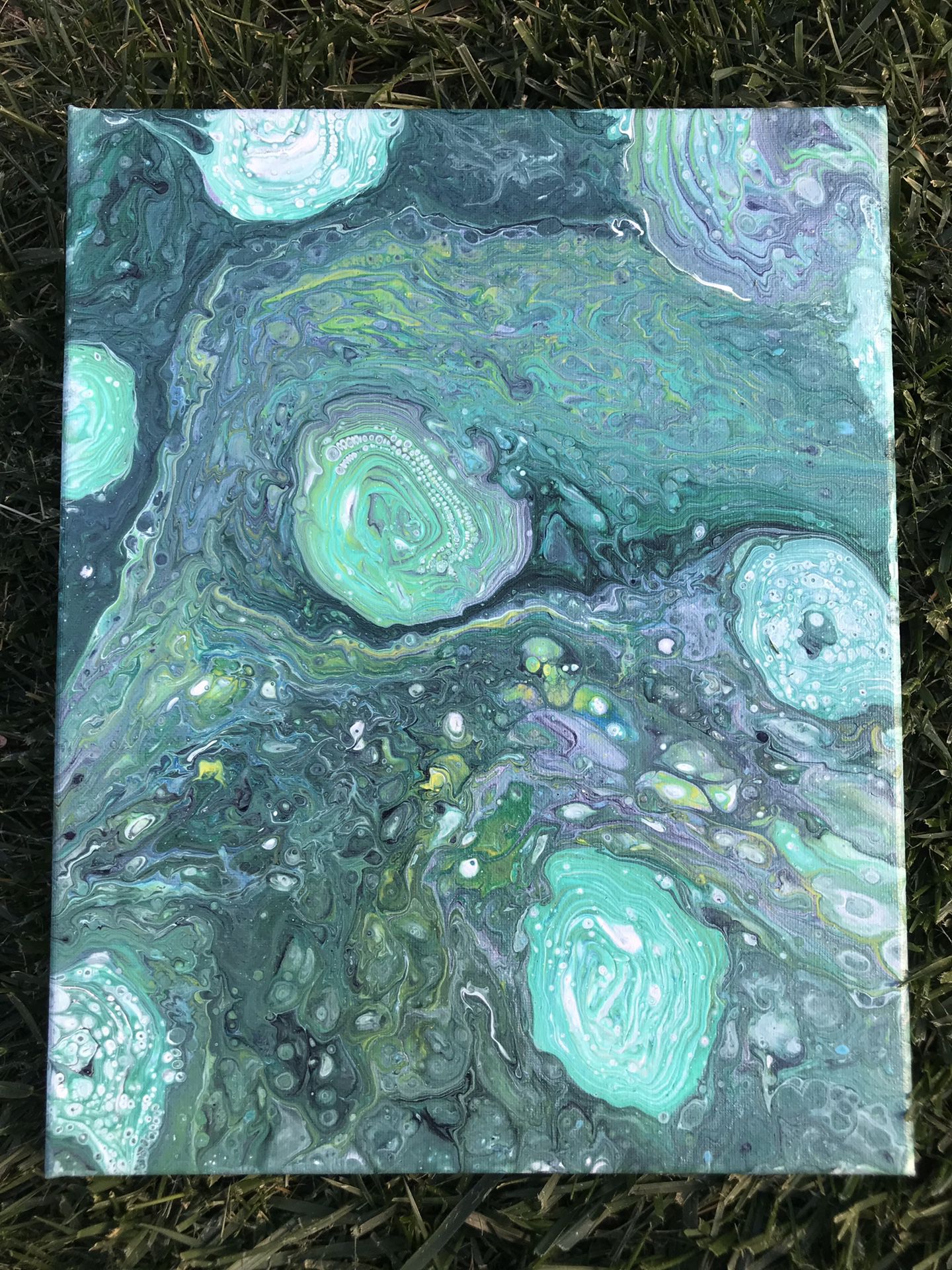 Green Acrylic Abstract Art Painting (11” x 14”)