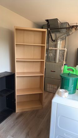 Tall Light Wood Bookcase with 5 Shelves