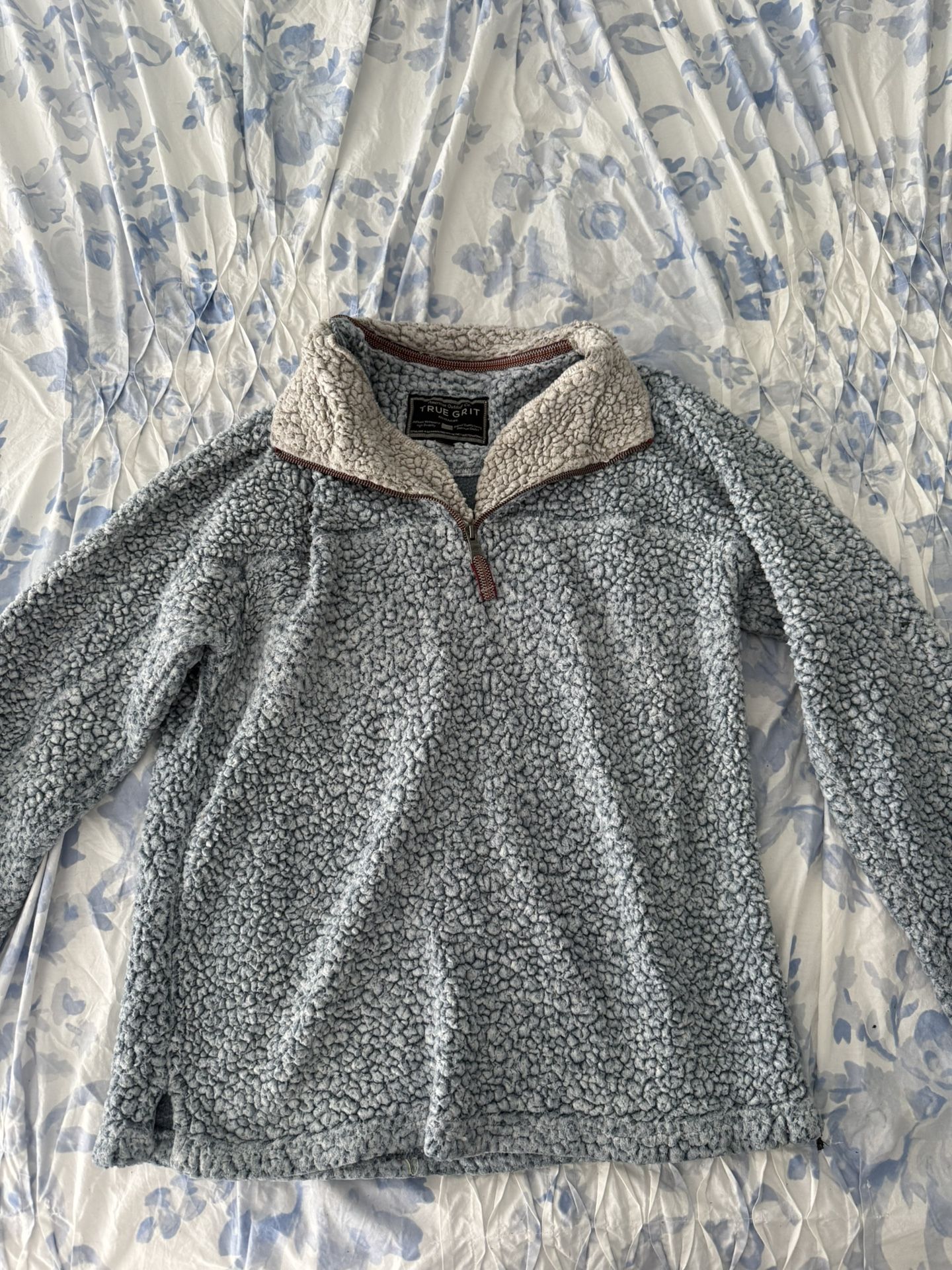 True Grit Light Blue fuzzy jacket - size large