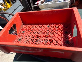 Vintage Coca-Cola crate and three tier metal stand
