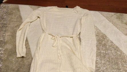 H&M white long sleeved dress shirt with a tie waist