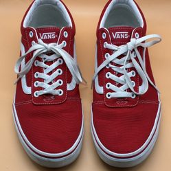 Men's red and white Vans