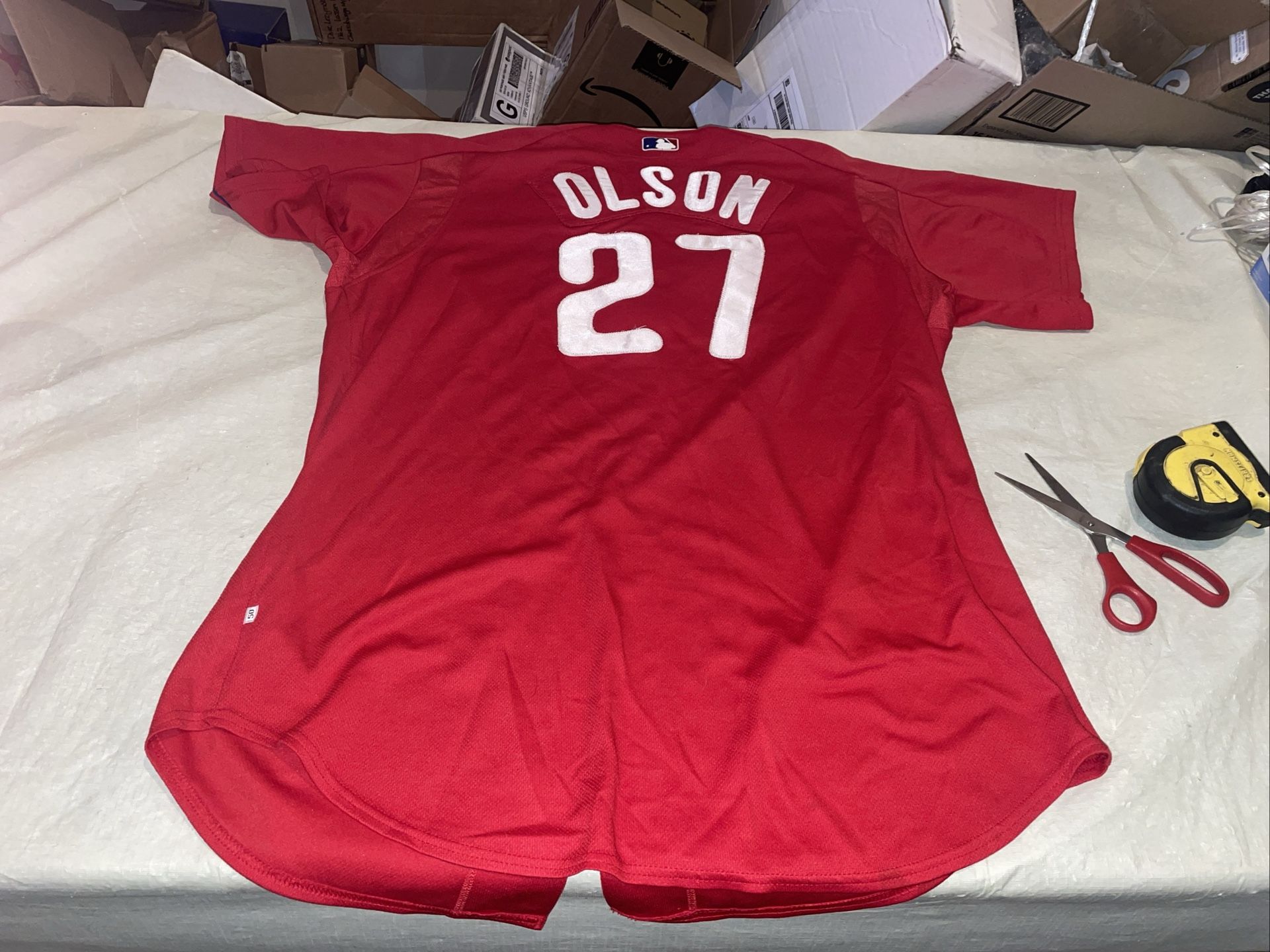 Game Used Matthew Olson Philadelphia Phillies Jersey MLB Milb Men 50 Red Bp