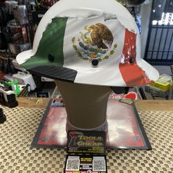 LIFT Full Brim White W/ Mexican Flag Design Safety Hard Hat
