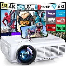 Projector with WiFi and Bluetooth, 5G WiFi Native 1080P 9500L Outdoor Projector 4K Support