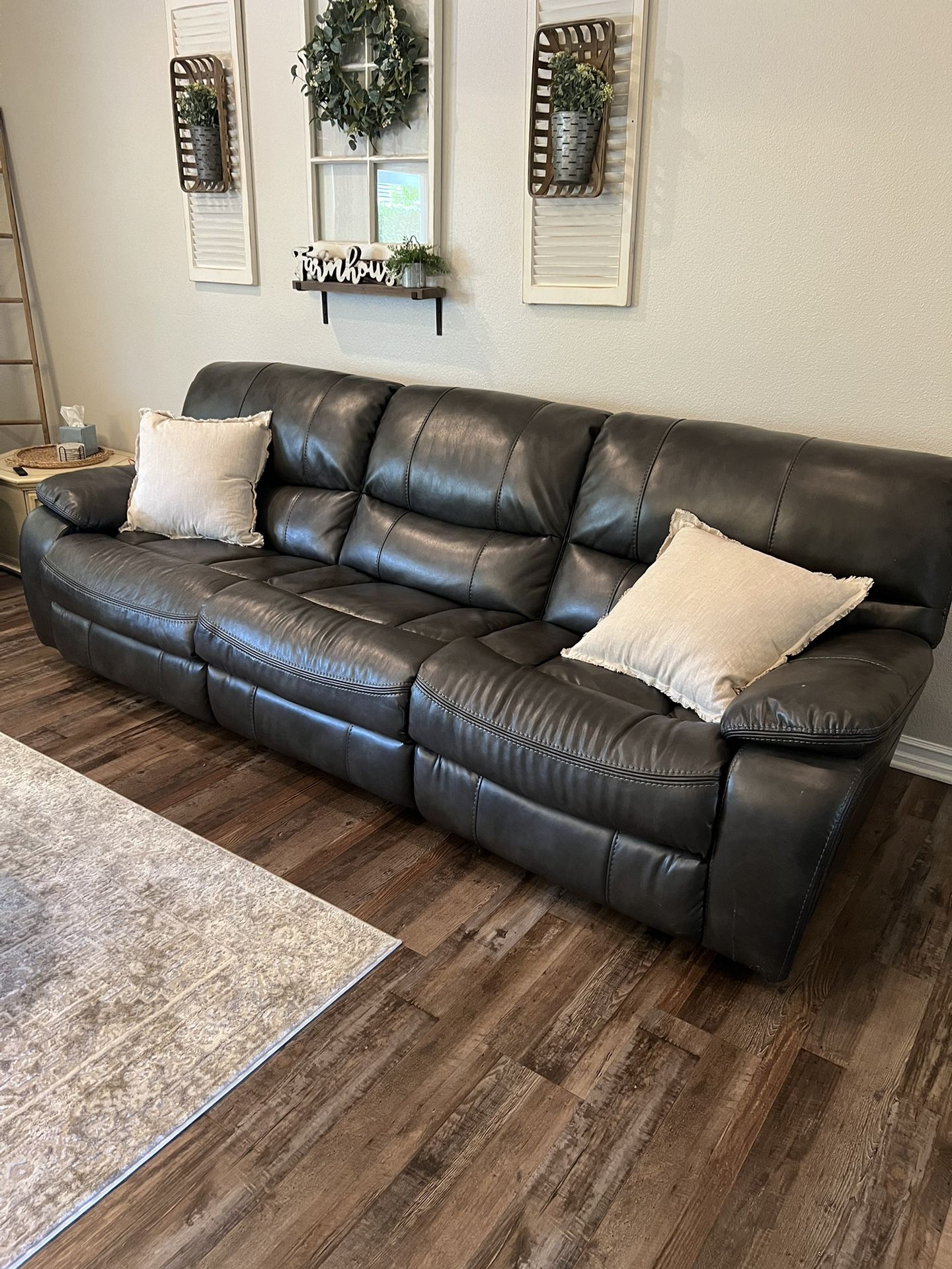 Dark brown leather sofas 