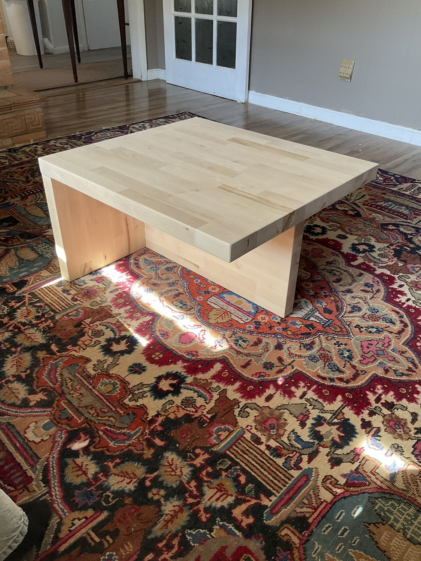 MCM Mid Century Modern Inspired Solid Maple Wood Coffee Table Side Table