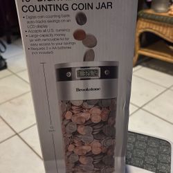 BROOKSTONE 13 INCH DIGITAL COUNTING COIN JAR