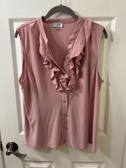 Tahari Sleeveless Ruffle Front Blouse