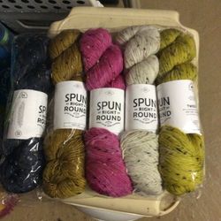 5- Skeins Spun around Yarn 230 Yards Each(retail $38 Each)