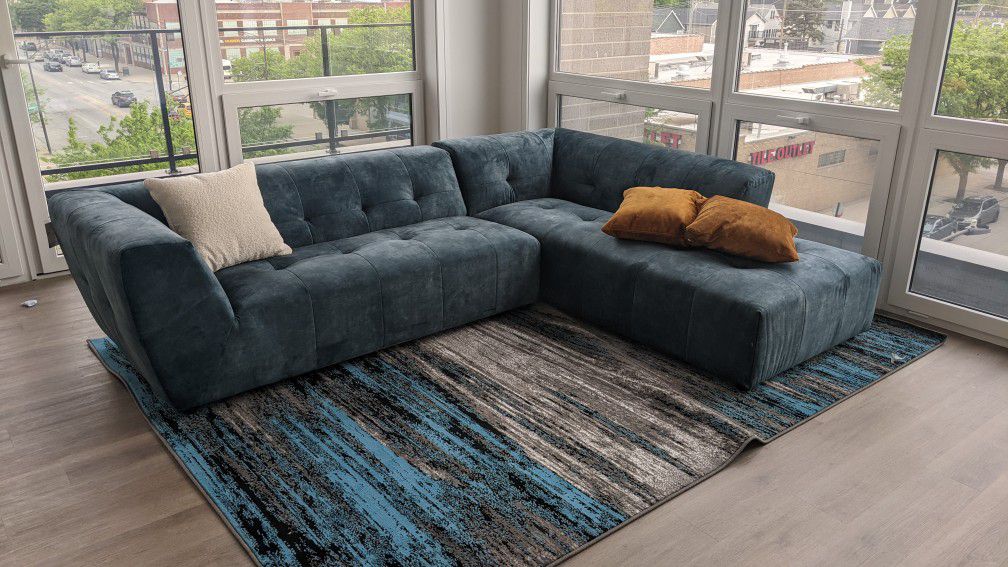 Acanva Mid-Century Velvet Sofa Couch

