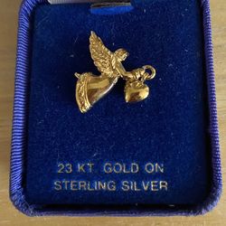 Angel Pin 23 KT Gold On Sterling Silver Tie Tack Brooch