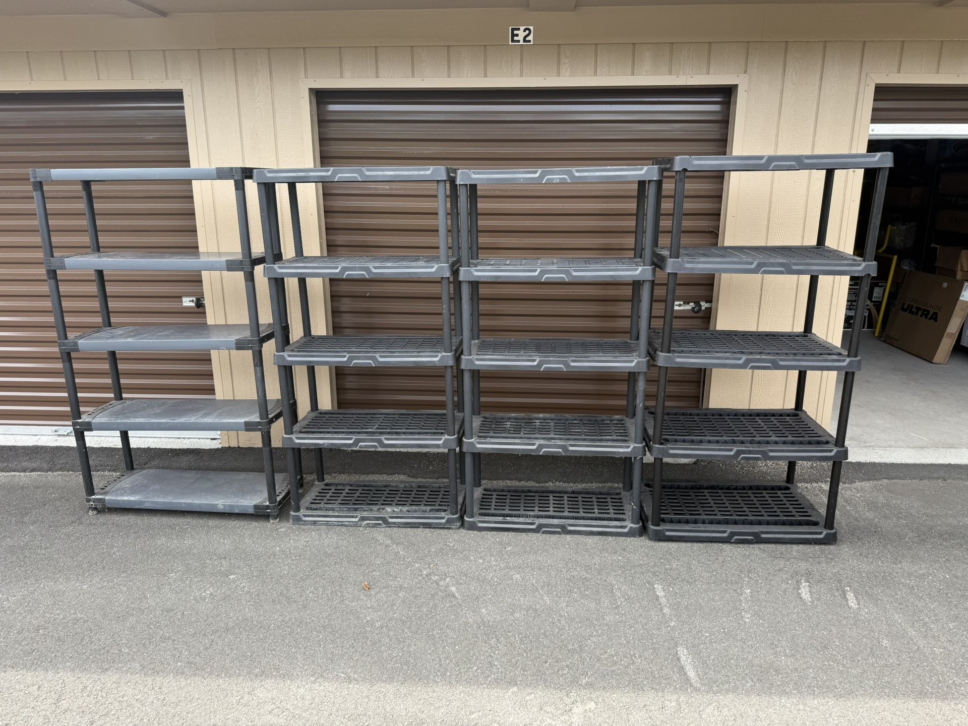 (4) Plastic Storage Racks/Shelves Measurements in Photo’s