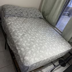 Queen Mattress + Metal Bed Frame – Great Condition