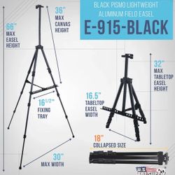 2 Adjustable Tabletop/Floor Metal Easels with Carry Cases - Never Used