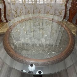 Marble top wood dining table