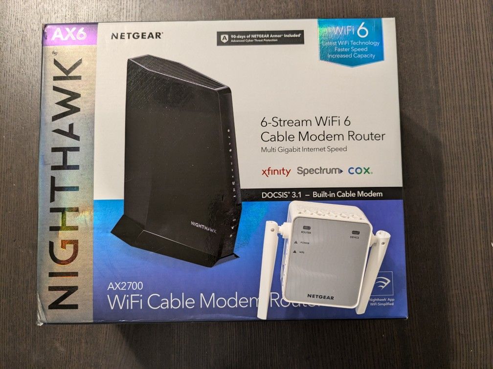 NETGEAR Nighthawk Modem Router Combo (CAX30) DOCSIS 3.1 Cable Modem and Wifi Extender 