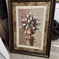 Large Decorative Framed Floral Wall Art