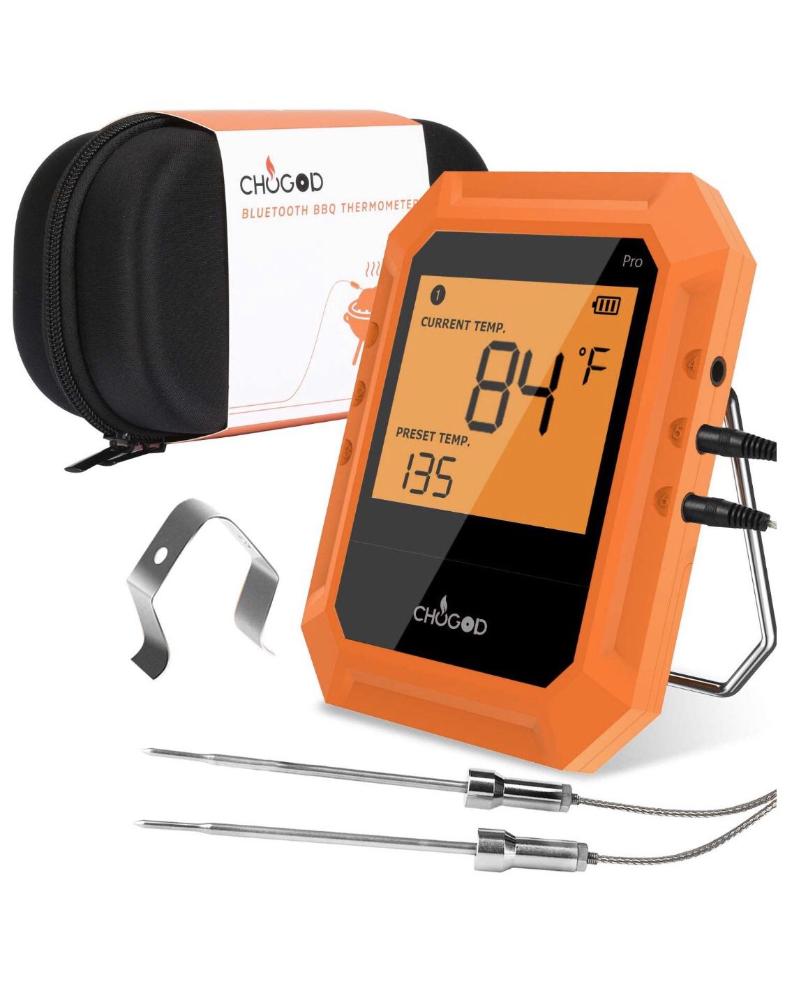 Brand new! BBQ Meat Thermometer, Bluetooth Remote Cooking Thermometer, Digital Oven Thermometer with 6 Probe Port for Smoker Grilling (Carrying Case
