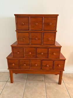 Wood Apothecary Cabinet with Multiple Drawers