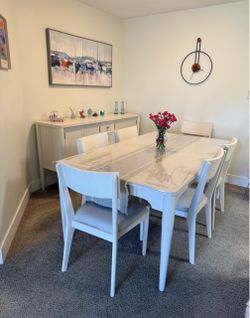 White wood dining room set