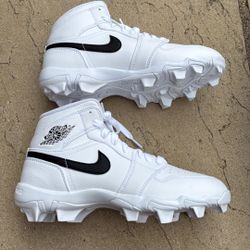 New Nike Air Jordan 1 Mid Cleats Football Baseball White Youth 5.5y, Women’s 7
