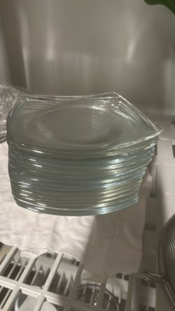 Clear Glass Square Plates Set of 16
