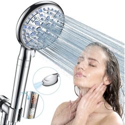 Handheld Pressure Shower Head 8 Spray Water Setting with Hose New Condition