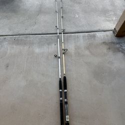2 Fishing Poles - Berkley Big Game And Shakespeare Tiger Spinning.  Rods Only