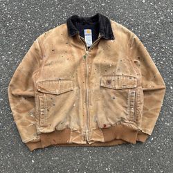 Tan vintage carhartt J165 duck bomber jacket sz:XL