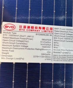 580w byd solar panels bifacial