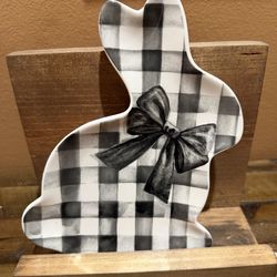 Bunny Black & White Buffalo Check plate Easter